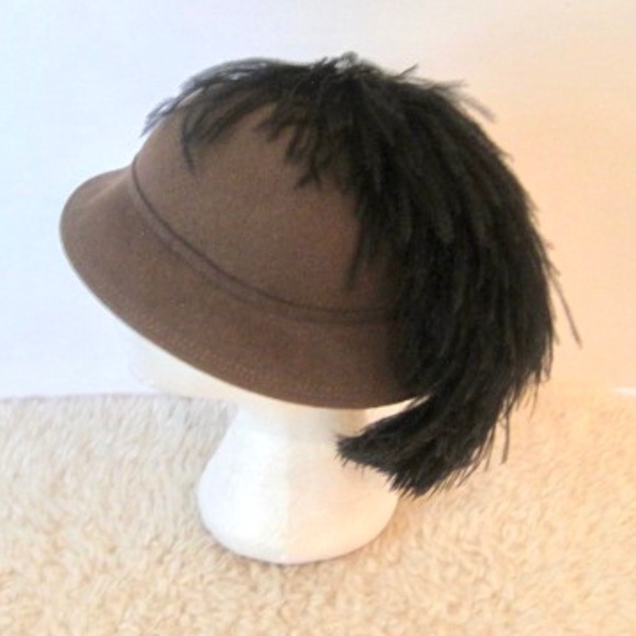 Vintage Anita Pineault Wool Felt Hat With Feathers - Picture 2 of 9